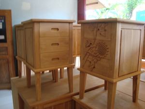 Mesita de Noche con Cajones, Diseño Girasol, Madera de Teca, Mesita de Noche para el Dormitorio - Product Image 5