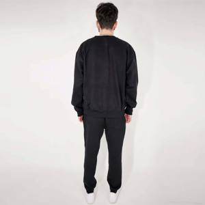 Conjunto de sudadera y joggers de cuello redondo de mezcla pesada para hombre: chándal suave y duradero perfecto para ropa informal diaria - Product Image 3