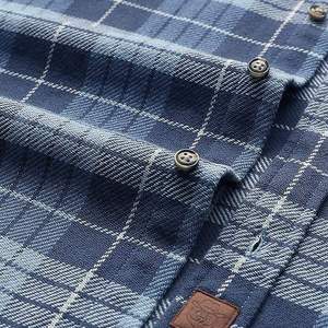 Camisa de franela de manga larga OEM para hombre, camisa holgada informal de negocios Formal, camisa a cuadros elástica sin hierro, venta directa de fábrica - Product Image 3