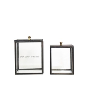 Artesanías Metal marco negro Vintage caja de almacenamiento de vidrio cuadrado para joyería baratija anillo pendiente cajas de exhibición - Product Image 4