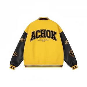 Chaqueta Bomber Varsity negra unisex, Chenille Letterman personalizada de primera calidad con parches bordados - Product Image 6