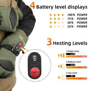 Guantes de Esquí Calefactables SAVIOR Verdes de 7.4V y 3000mAh para Exteriores, con Cinta Reflectante y Función para Limpiar la Nariz, Recargables - Product Image 3