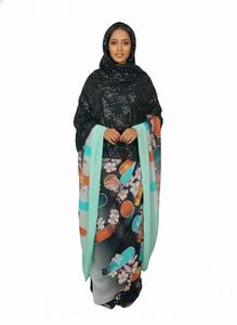 Vestido Clásico, Modesto y Elegante de Jacquard con Textura para Niñas, Estilo Somalí para Dirac, Diseño Floral Rosa Vibrante sobre Base Verde, para Fiestas - Product Image 5