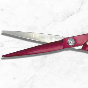 Tijeras de peluquero de alta calidad 440c, tijera de salón de acero inoxidable recubierta de Color granate con reposapiés ajustable - Product Image 6