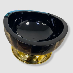Bol à salade au design unique Corne naturelle avec base en métal Qualité de luxe Bol à nourriture en corne solide de taille moyenne Vente en gros - Product Image 2
