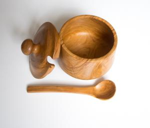 Bol de madera de alta calidad para azúcar, tarro de especias para el hogar, olla de sal con cuchara, venta al por mayor - Product Image 4