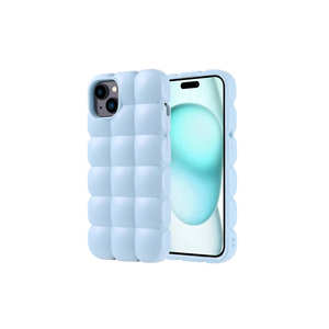 Coque arrière bleue élégante Netzy, coque de protection en silicone souple brillante pour iPhone 15 Plus, matériau en silicone liquide souple - Product Image 1
