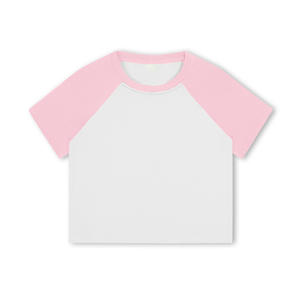 Camisetas Cortas sin Cuello para Mujer, Mangas Raglán, Logotipo Personalizado, Ecológicas, 100% Algodón, Secado Rápido, Ligeras, para Verano - Product Image 3