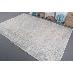 พรมตุรกีโบราณ ขนาด 6.4x8.8 ฟุต สีขาว พรมขนสัตว์ขนาดใหญ่สไตล์ตะวันตกเฉียงใต้ - Product Image 2