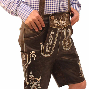 Nuevos pantalones cortos de cuero de gamuza de vaca, disfraces bávaros para hombres, bordado personalizado, estilo alemán, patrón sólido, piel de vaca, - Product Image 1