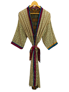 ชุดคลุมชุดกิโมโนผ้าไหมส่าหรีแบบรีไซเคิลอินเดียชุดใส่เล่นน้ำชุดใส่เล่นน้ำใส่กลางคืนและปาร์ตี้พิมพ์ลายสไตล์ - Product Image 2