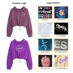 Couleur assortie couture femme hauts à la mode recadrée sweats à capuche courts femmes sweats à capuche - Product Image 4