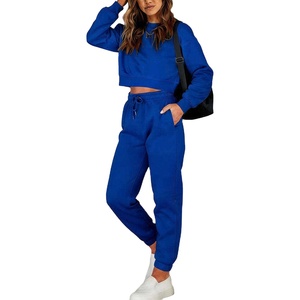 Nouvel ensemble de survêtement sportif deux pièces en polaire unie pour femme, écologique, séchage rapide, taille élastique - Product Image 5