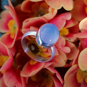 925 Sterling <b>Silver</b> Bezel Setting <b>Ring</b> for <b>Women</b> Blue Chalcedony Oval Cut Diamond Classic Style Gemstone for <b>Wedding</b> Anniversary - Product Image 2