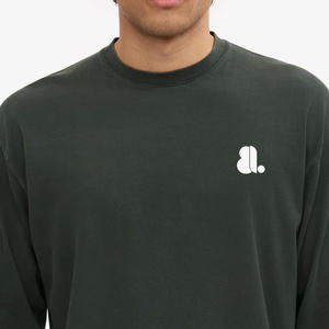 T-shirt pour homme en coton de haute qualité, couleur unie, manches longues, 220g, poids lourd, vintage, décontracté, grande taille, respirant, séchage rapide, uni - Product Image 2