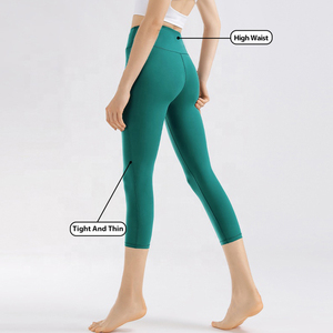 Mallas de entrenamiento de cintura alta OEM de alta calidad para mujer, superventas, Control para mantequilla de barriga, Pantalones suaves para Yoga y Fitness, sólidos - Product Image 2