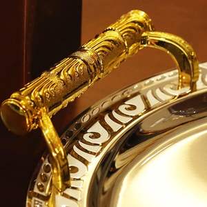 AK ถาดทองเหลืองสีเงินพร้อมกรอบโลหะถาดโชว์เครื่องประดับทรงรีสำหรับงานแต่งงานวันหยุด - Product Image 2