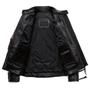 Nouvelle veste en cuir noir pour hommes pour printemps automne véritable Style moto en cuir de vache naturel Slim Fit Biker Coat - Product Image 3