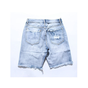 Shorts de Mezclilla de Alta Calidad para Mujer, Diseño de Cintura Alta, Lavado Ácido Azul Claro, Detalles Desgastados y Dobladillo Moderno para el Verano - Product Image 2