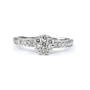 Fête des Mères Meilleures Ventes Design 18k Or Blanc 100% Diamant Naturel Fine Jewelry Round Cluster Bague de Fiançailles pour Mariage - Product Image 1