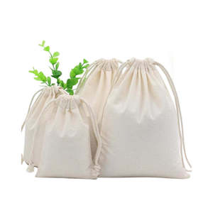 100% Cotton Canvas <b>Drawstring</b> <b>Pouches</b> Recyclable Favor Bags with Screen Printing for Wallet Clothing Craft Storage-Pack of 12 - Product Image 1
