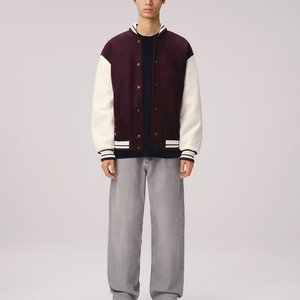 Chaqueta universitaria de cuero de lana de alta calidad para hombre, ropa de calle de invierno bordada larga con cuello levantado, nuevo diseño de Letterman - Product Image 3