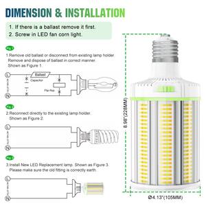 Lámparas LED de Maíz E26/E27/E39 de 45W-250W, IP65, para Almacenes, Estacionamientos, Calles, Iluminación Interior, Lámpara de Reequipamiento, Stock Local en EE. UU. - Product Image 4