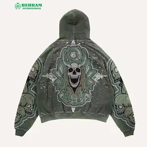 100% coton personnalisé recadrée surdimensionné respirant haute qualité à capuche Vintage lavé à l'acide pull à capuche impression numérique - Product Image 6