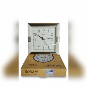 Horloge murale analogique noire simple 4457 en plastique carré blanc, bureau, maison, hôtel, restaurant, qualité supérieure, multi-usages - Product Image 1