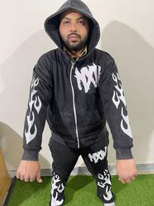 ชุดวอร์มปักลายด้วยกรดกางเกงมีฮู้ดสีชมพู - Product Image 5