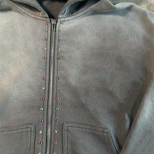 Custom Black Vintage Wash <b>Fleece</b> Hoodie <b>Jacket</b> for Men Winter Stylish <b>Jackets</b> Drop Shoulder Acid Washed Hoodie - Product Image 4