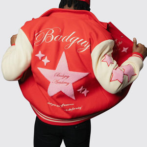 Personnalisable 100% laine collège Baseball Varsity veste hiver Letterman Chenille broderie en cuir véritable manches rouge Hip Hop - Product Image 4