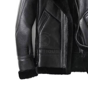 Veste d'hiver en cuir et fourrure pour homme, prix de gros bon marché, respirante, légère, logo frontal personnalisable - Product Image 6