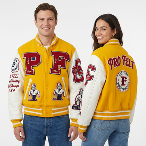 Chaquetas Varsity Personalizadas con Letras Bordadas, Cuerpo de Lana Roja y Mangas de Cuero Sintético, Chaqueta de Béisbol Estilo Universitario para Hombre - Product Image 5