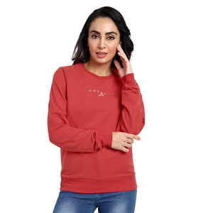 Women's Premium Quality 100% Cotton Sweatshirt Solid Color Long Sleeve Pullover Casual <b>Crewneck</b> Design for Winter Custom Knitted - Product Image 1
