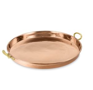 Bandeja de Servir Rectangular de Cobre Hecha a Mano, Bandeja Decorativa con Pulido Natural y Diseño Martillado a Mano - Product Image 1