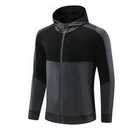 Jaket Training Sepak Bola Custom Full Zip Hoodie 100% Poliester Pria Cepat Kering Bernapas Pakaian Tim Saku Musim Gugur