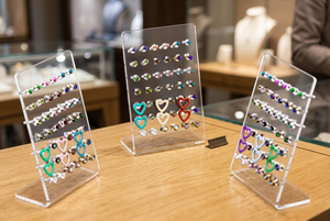 Expositor de Acrílico para Pendientes 2026 con Orificios Personalizables, Soporte de Joyería en Forma de L Transparente con Acabado Brillante y Logotipo Personalizado - Product Image 4