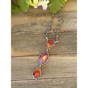 Spiny Oyster <b>Shell</b> & Sterling Silver Lariat Necklace-Gift for Her - Product Image 4