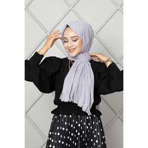 Accessoire vestimentaire musulman traditionnel, hijab en mousseline grise - Product Image 3