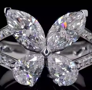 Chaque Marquise et Poire Lab Grown Diamond Butterfly Shape 14K white gold ring Engagement Gift for Her ring for women - Product Image 2