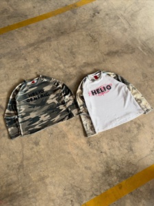 Custom Manufacturer Men's Waffle Thermal 100% Cotton Long Sleeve T-Shirt <b>Camouflage</b> Pattern Streetwear Style Silk Screen Printed - Product Image 1