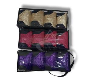 Bandages en polaire marine avec paillettes dorées pour chevaux avec sac Bandages pour chevaux, ensemble de sac - Product Image 1