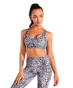 Vente en gros oem Top Tendance Tendance Ensemble de 2 pièces de yoga fitness léopard pour femmes-Leggings taille haute et combinaison à une épaule - Product Image 6