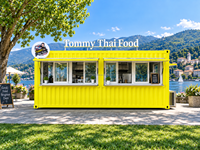 Conteneur modulaire de 20 pieds ou 40 pieds pour restaurant, kiosque alimentaire, bar éphémère ou café en conteneur