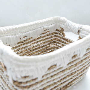 Panier rectangulaire en tissu tissé moderne et écologique pour la décoration intérieure et l'organisation du rangement - Product Image 5