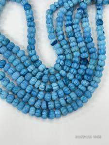 Cuentas Sueltas de Hawolte Teñidas de Azul Natural, Forma de Calabaza, 17 Pulgadas, Tamaño 8-10 mm - Product Image 3