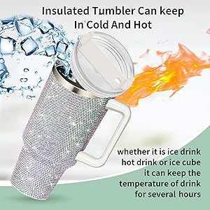 Gobelet isotherme réutilisable en acier inoxydable avec diamants incrustés, sans BPA, 40 oz, pour la 25e anniversaire des États-Unis, vente en gros - Product Image 2