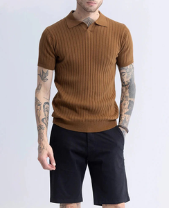 Polo de Golf de Manga Corta con Cuello Tipo Johnny de Secado Rápido para Hombre, Servicio OEM, Pique 50% Algodón/50% Poliéster 220 GSM - Product Image 5