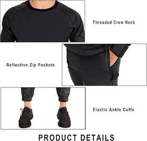 Costume de sauna en polyester unisexe de haute qualité pour le fitness à domicile en gros anti-déchirure perte de poids survêtement à capuche cordon de serrage taille tout - Product Image 4